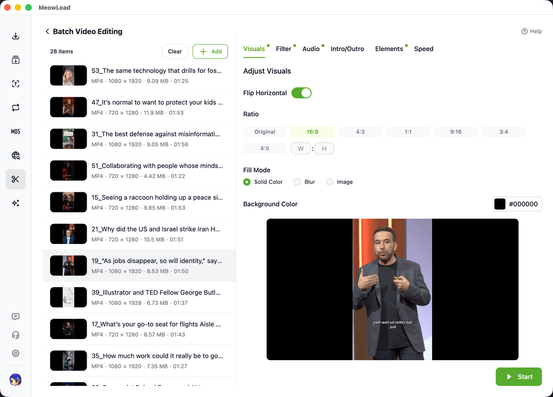 Batch Video Aspect Ratio Converter